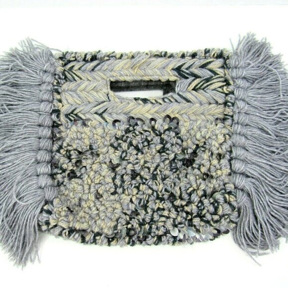 Anthropologie Crochet Gray‎ Knit Evening Clutch - Picture 1 of 7